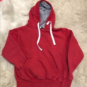 Vintage wash red hooded sweatshirt. S